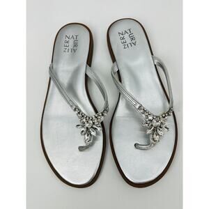 Naturalizer Liliana Silver Women's Size 10 M Sandals Rhinestone Flip Flop